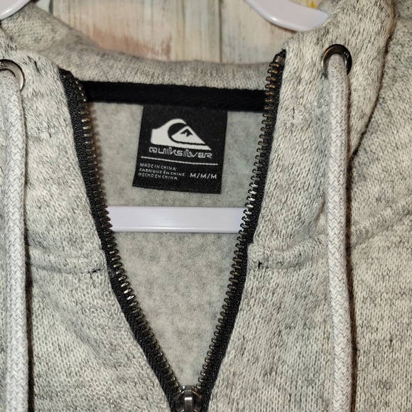 Quicksilver Fleece Hooded Jacket Heavyweight Knit Gray Men's M NWT $70 - Picture 3 of 5